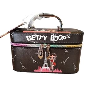 Betty Boop In Paris Black Pink Printed Hardcase Make Up Carrying Case NWT